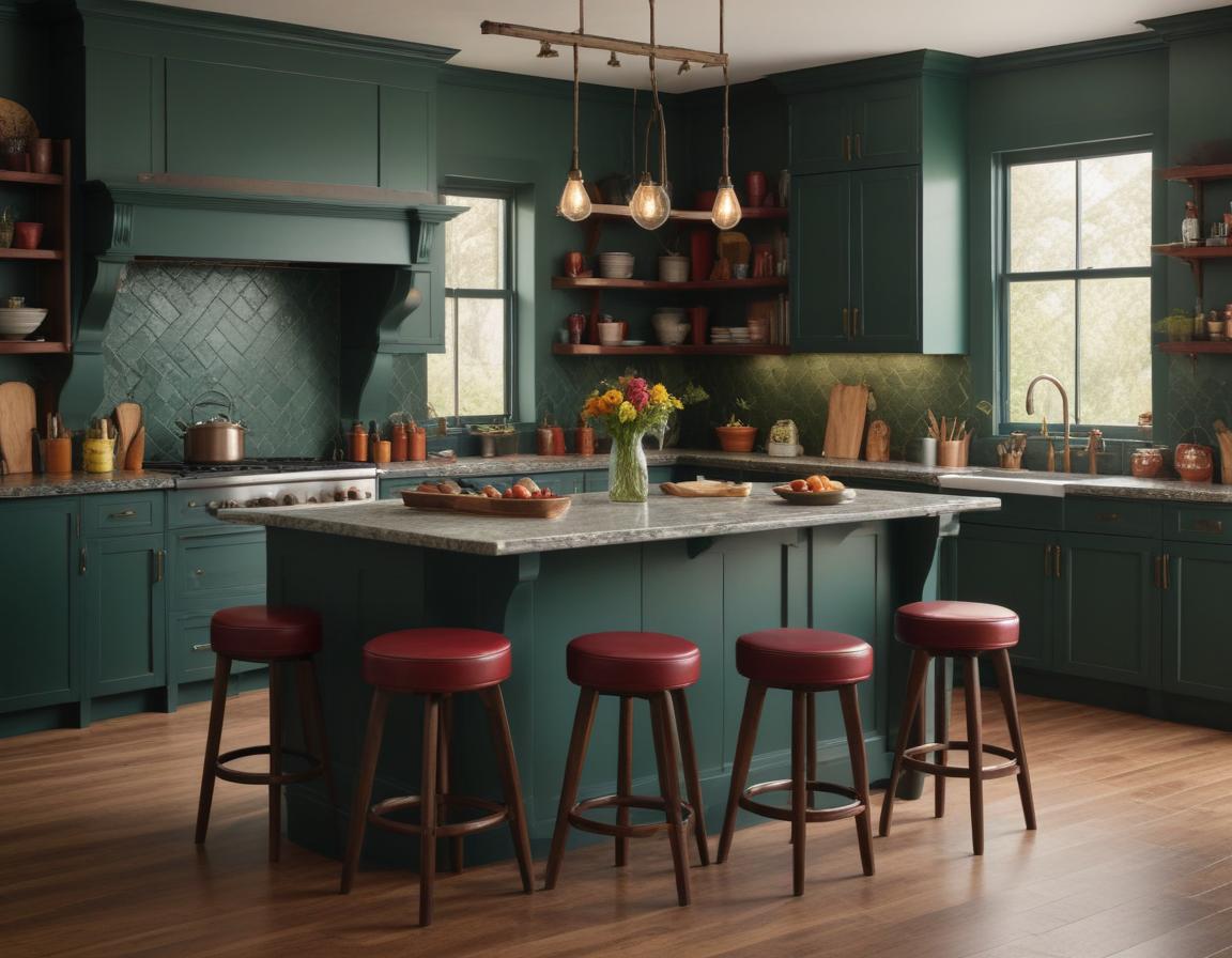 A light-filled kitchen with curved cabinets and scallop designs, exuding elegance.