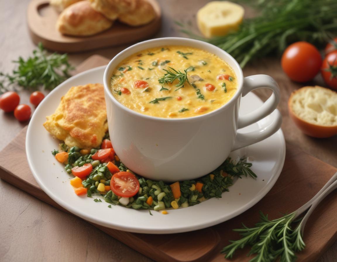 Classic mug omelet with diced veggies and cheese