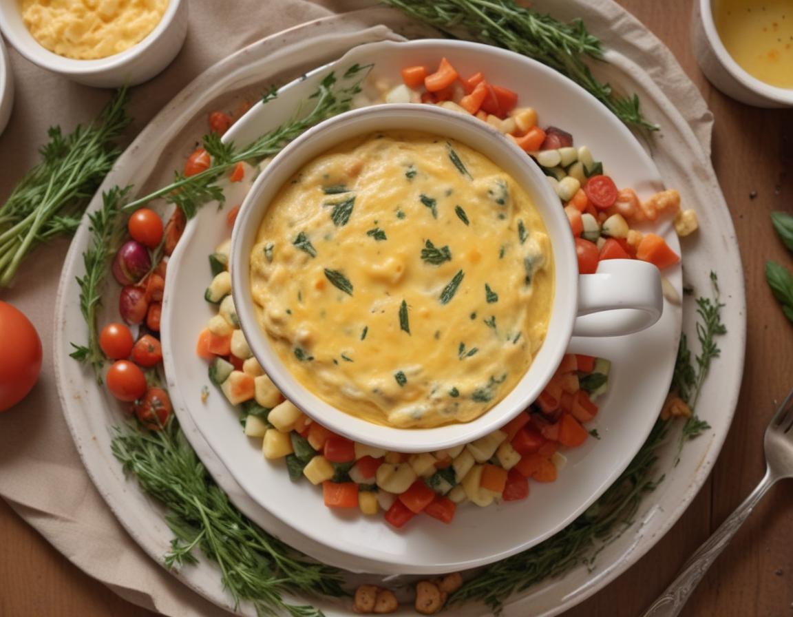 Savory mug soup with fresh vegetables