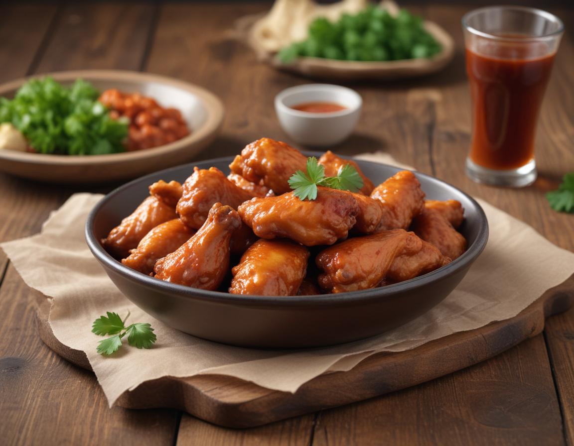 Tray of caramelized wings with spices and seasoning for added flavor