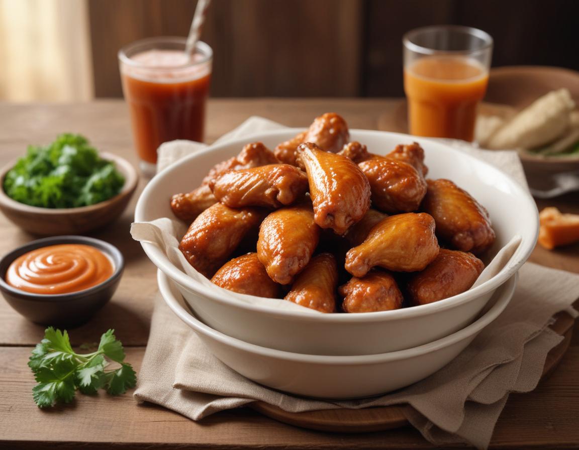 Ice-cold beer and refreshing drinks paired with platters of saucy chicken wings