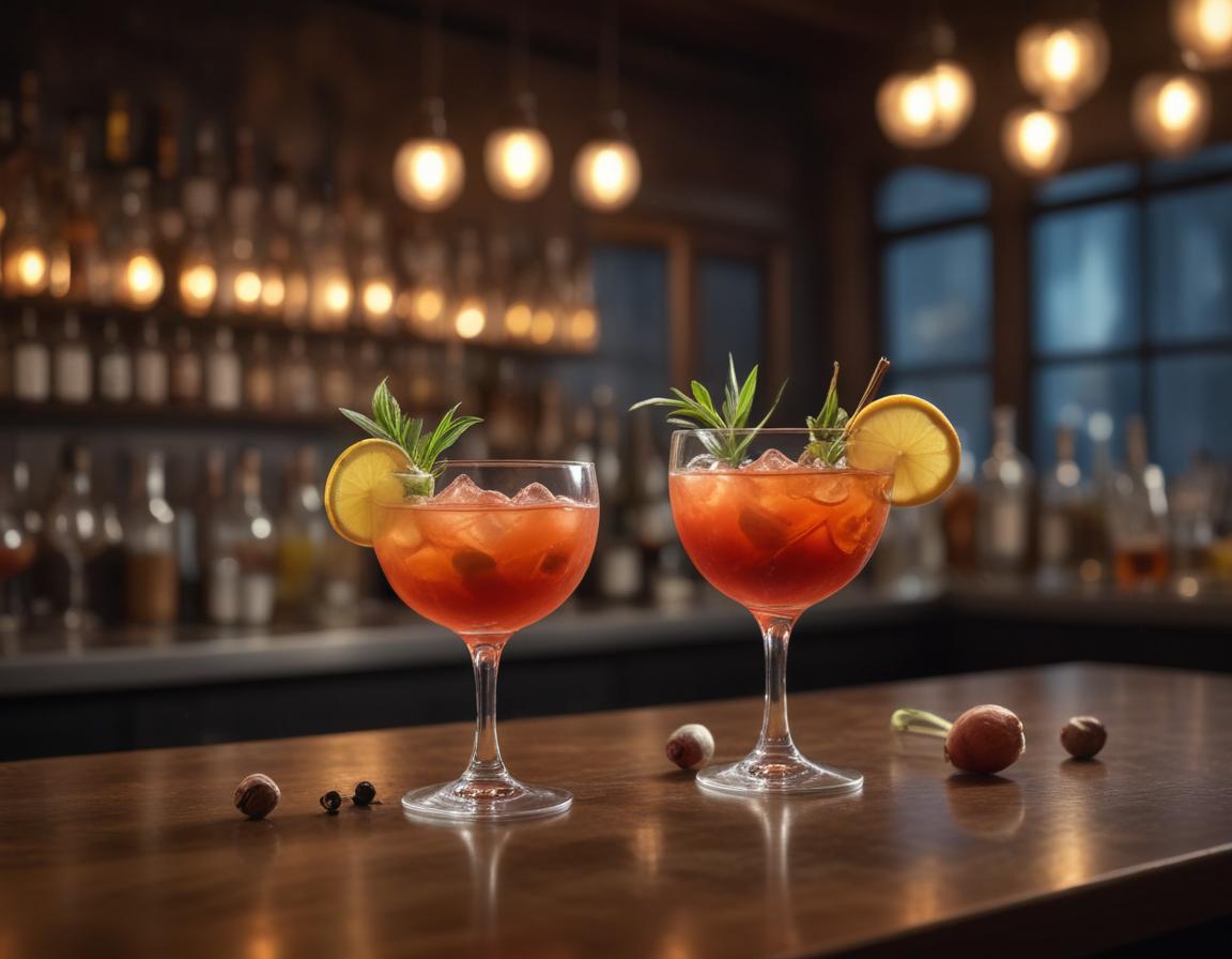 Creative Signature Cocktail at a Bustling Bar